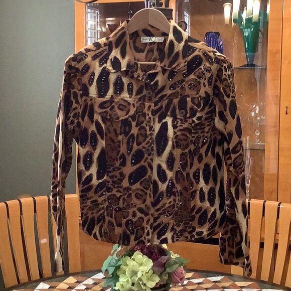 All cotton leopard jacket made in India, beautiful sequins non missing - Picture 1 of 5